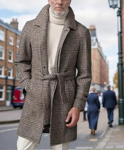 Herrkappa med raglanärm, rutig ullkappa, moderiktig