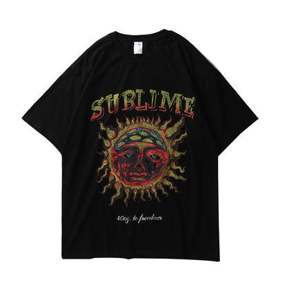 Populär logotyp mörkt tryck kortärmad T-shirt casual casual T-shirt herr