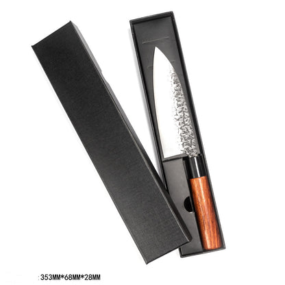 Handgjord hamrad smidd Santoku-kniv kockkniv