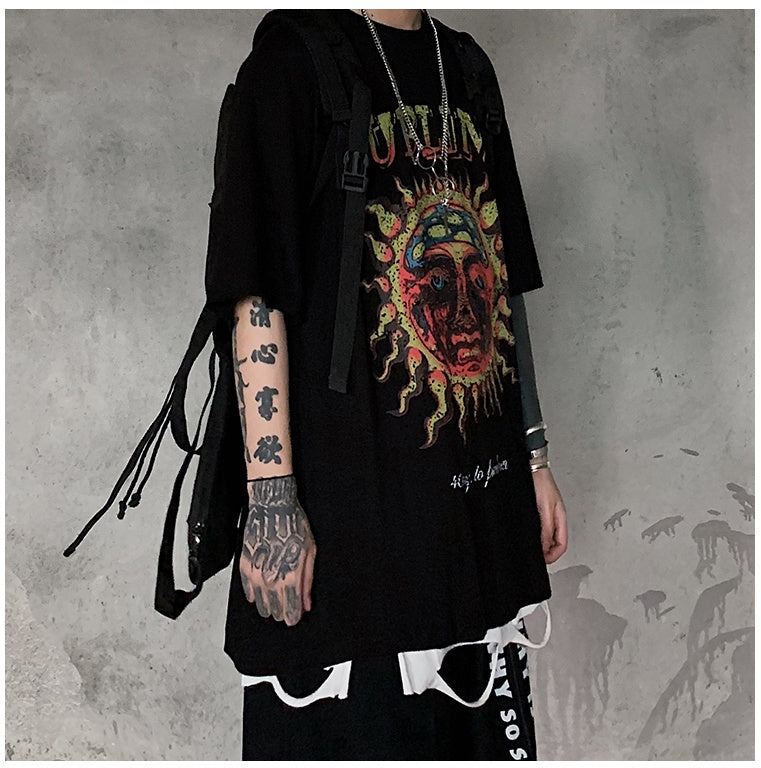 Populär logotyp mörkt tryck kortärmad T-shirt casual casual T-shirt herr