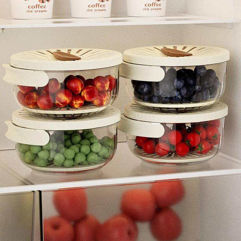 Fruktkorg med lock Grönsaksdiskskål Hopfällbart handtag Rengöringsdurkslag Plastkylskåp Grönsakslåda Köksredskap