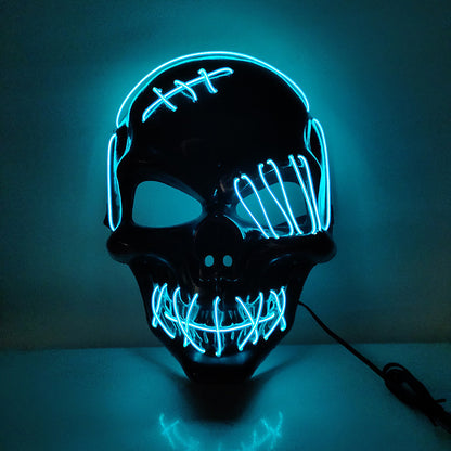 Ärr Enögd Piratmask Blodig Skräck Kallt Ljus Halloweenmask Led Glödande Mask