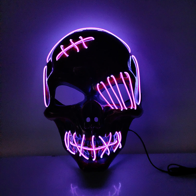 Ärr Enögd Piratmask Blodig Skräck Kallt Ljus Halloweenmask Led Glödande Mask