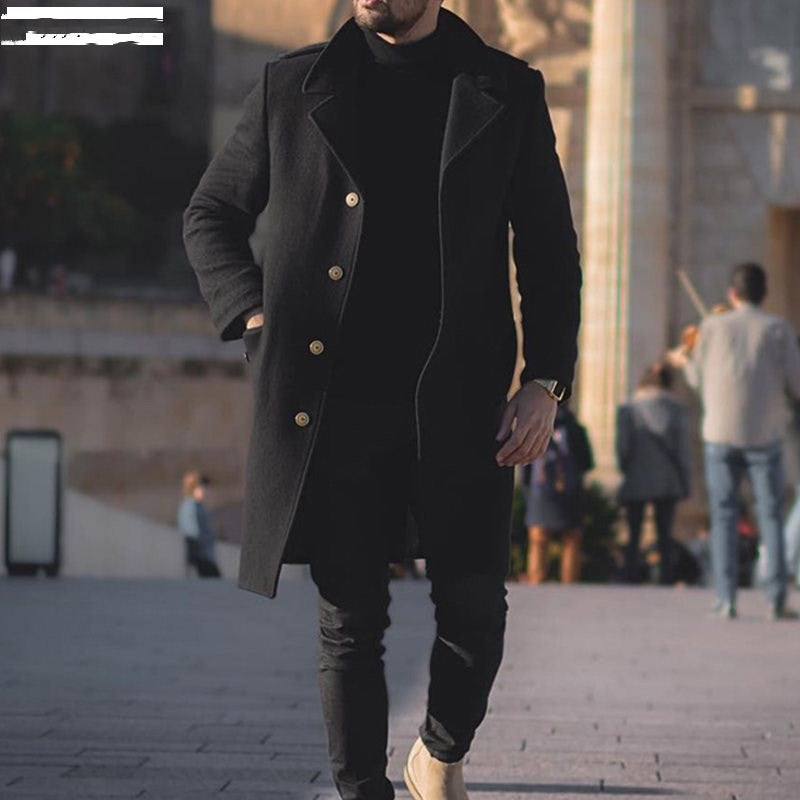 Herr Vinter Lång Ylle Överrock Ungdom Casual Jacka Herrkappa