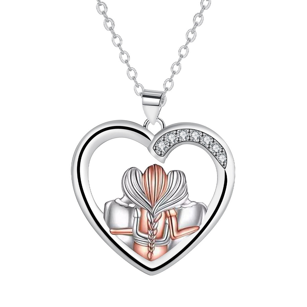 Hjärtformat systrahalsband för kvinnor, europeiska och amerikanska smycken för flickvänner