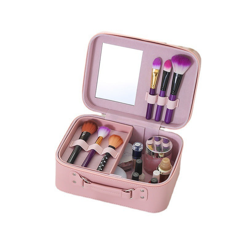 Enfärgad PU-läder Stor kapacitet Bärbar Vattentät Dam Kosmetikväska