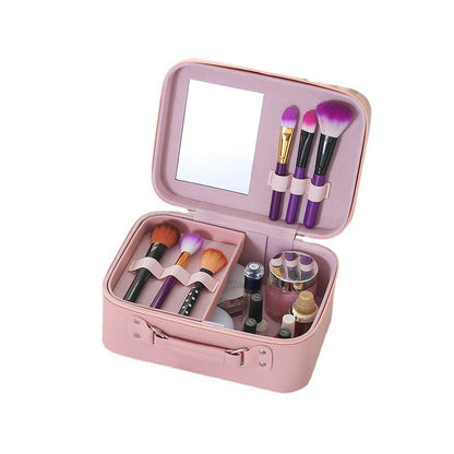 Enfärgad PU-läder Stor kapacitet Bärbar Vattentät Dam Kosmetikväska