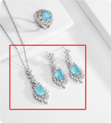 Designermodell Ljus Lyxiga Färgade Ädelstenar Blå Smyckeskostym Dam