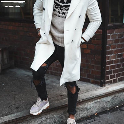 Herr Vinter Lång Ylle Överrock Ungdom Casual Jacka Herrkappa