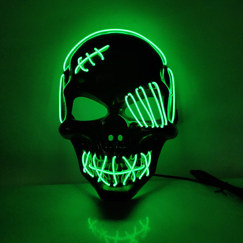 Ärr Enögd Piratmask Blodig Skräck Kallt Ljus Halloweenmask Led Glödande Mask