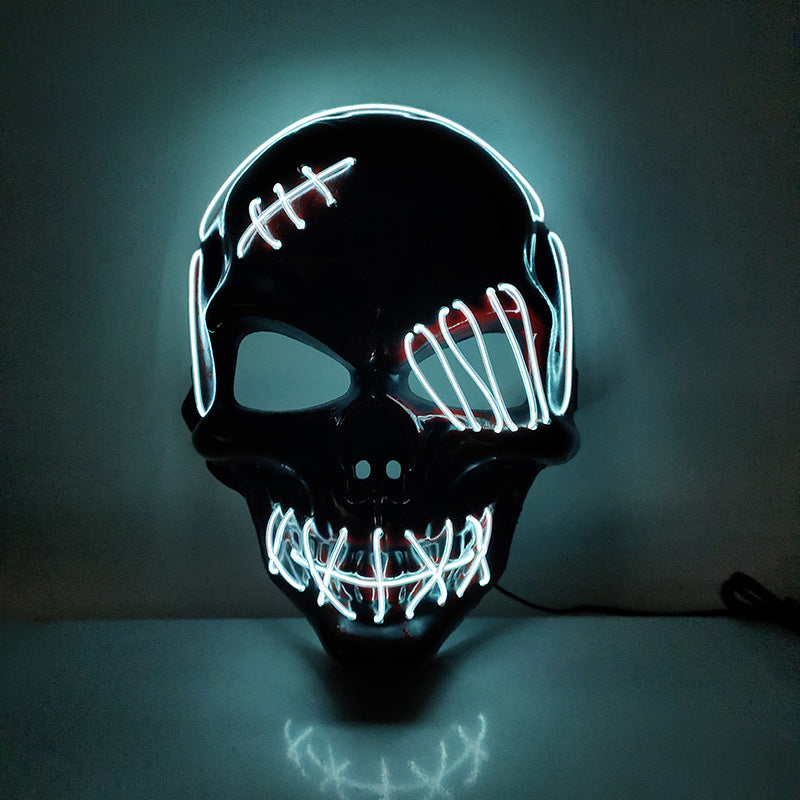 Ärr Enögd Piratmask Blodig Skräck Kallt Ljus Halloweenmask Led Glödande Mask