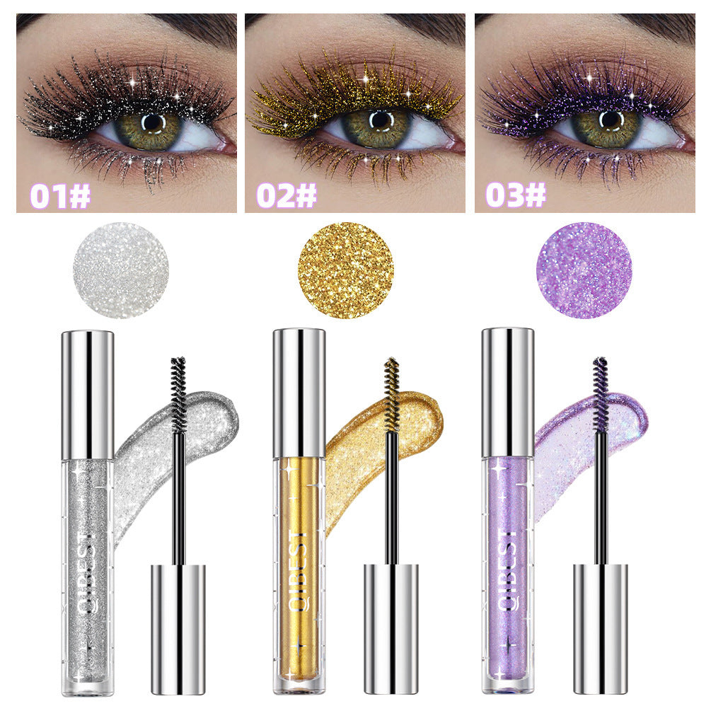 Violett Glitter Lash Mascara Diamond Mascara Tjock Glansig Ögonfransböjning Förlängning Makeup Vattentät Snabbtorkande Paljetter Ögon Svart