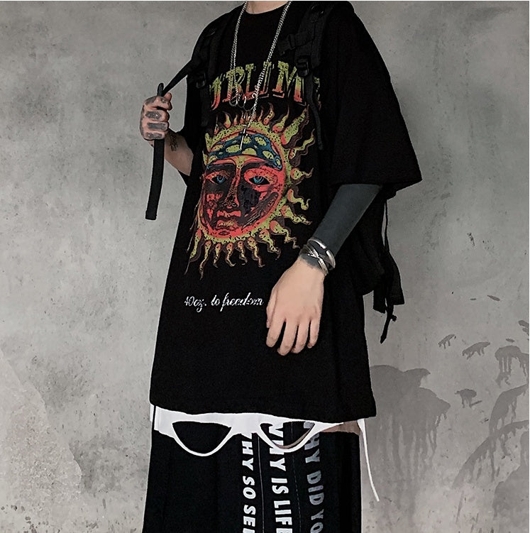 Populär logotyp mörkt tryck kortärmad T-shirt casual casual T-shirt herr