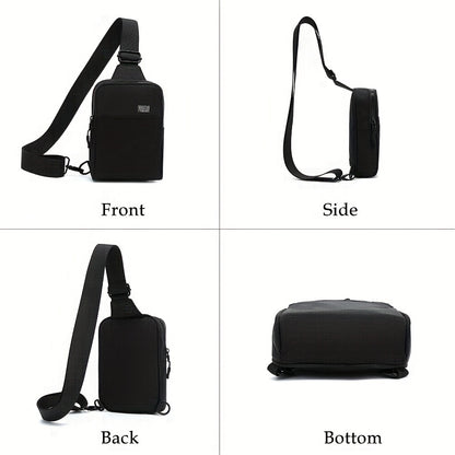 Små axelväskor för kvinnor och män, mini-slingväska, midjeväska, axelväska, bröstväska för resor, vandring, löpning - svart