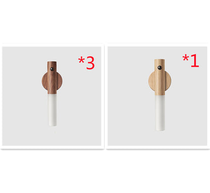 Auto LED USB Magnetisk Trä Trådlös Nattlampa Korridorer Veranda Ljus PIR Rörelsesensor Vägglampa Skåplampa
