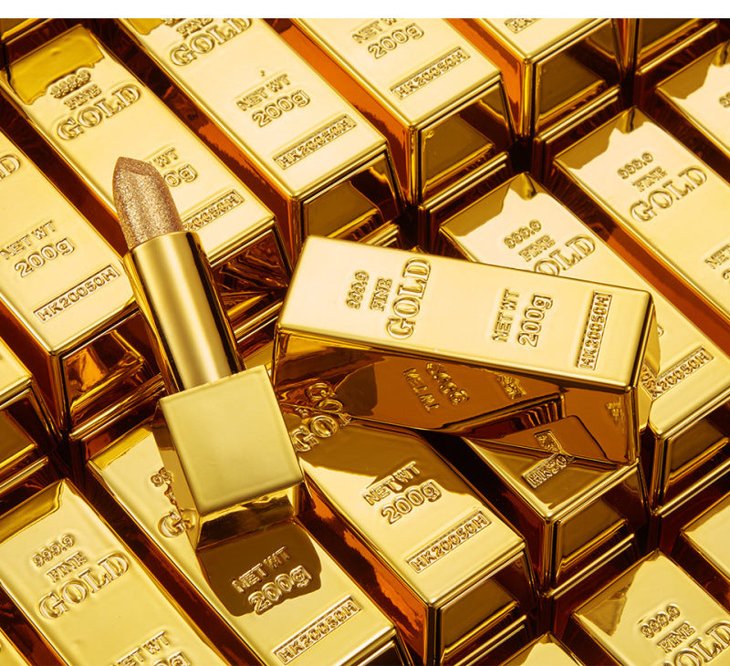 Sammetsmatt non-stick-kopp är inte lätt att blekna, trendigt glänsande guldpulverläppstift