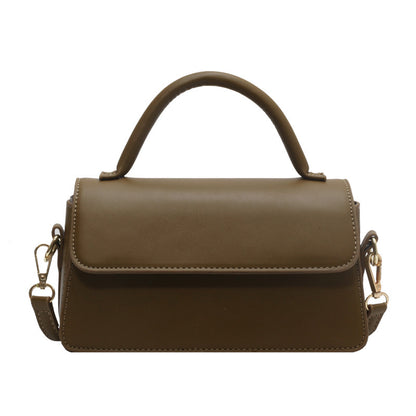 Retro texturerad enfärgad enkel handhållen mångsidig axelväska