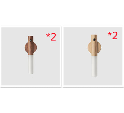 Auto LED USB Magnetisk Trä Trådlös Nattlampa Korridorer Veranda Ljus PIR Rörelsesensor Vägglampa Skåplampa