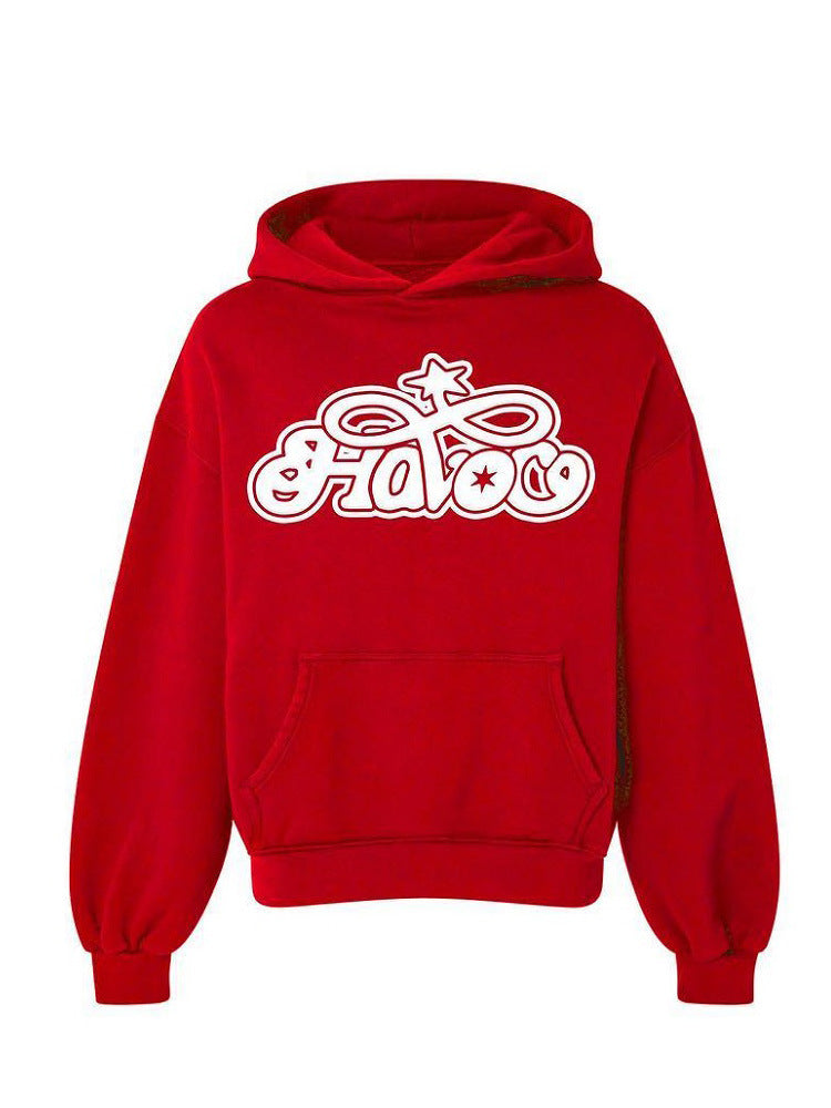 Stilig man enfärgad huvtröja med bokstavstryck