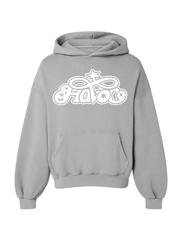 Stilig man enfärgad huvtröja med bokstavstryck