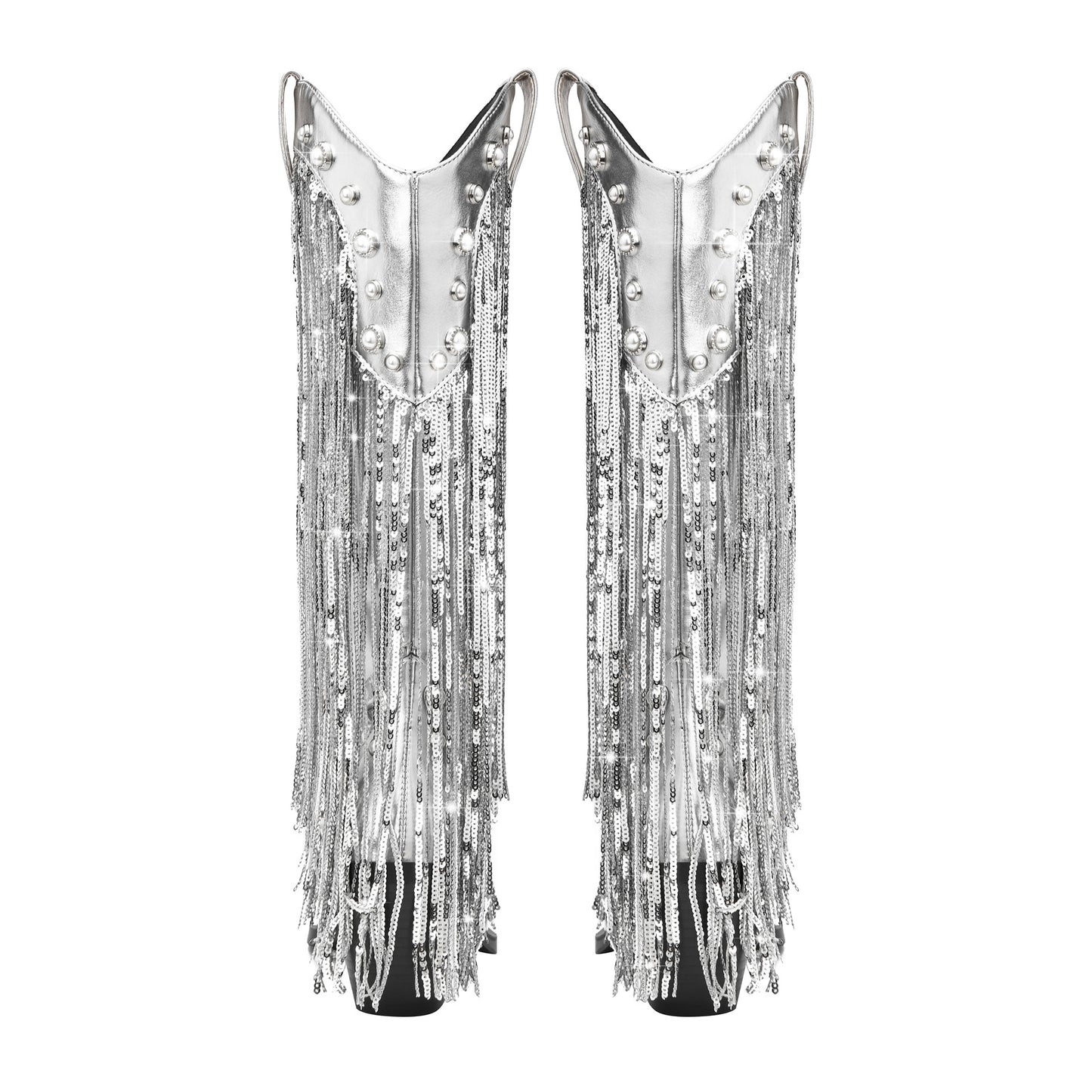 Paljettkvastiga spetsiga ärmar med hög benskärning