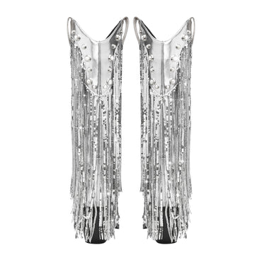 Paljettkvastiga spetsiga ärmar med hög benskärning