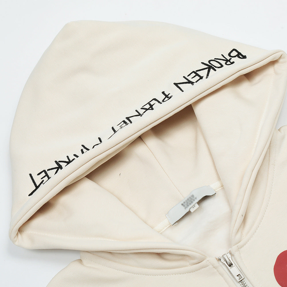 Dödskalletryckt kofta med huva, herr