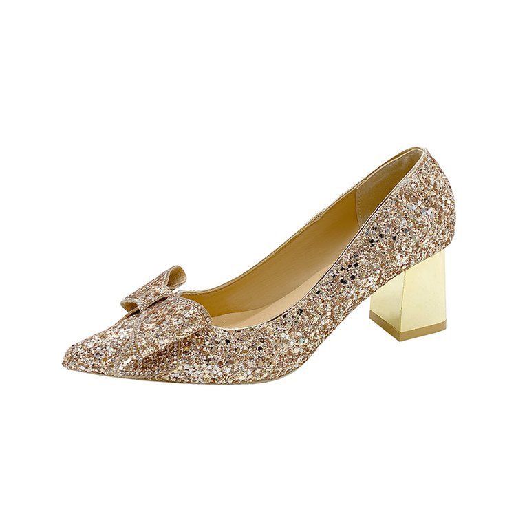 Kristallpaljetter Bröllop Xiuhe Grovklackade Spetsiga Skor
