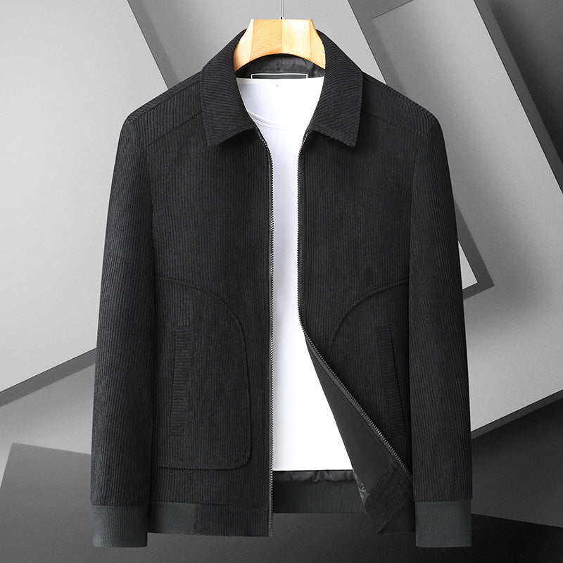 Plus Size Corduroy Tjockad Kappa Överviktig Herrjacka