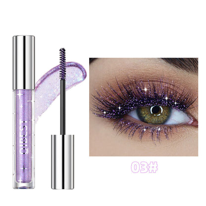 Violett Glitter Lash Mascara Diamond Mascara Tjock Glansig Ögonfransböjning Förlängning Makeup Vattentät Snabbtorkande Paljetter Ögon Svart