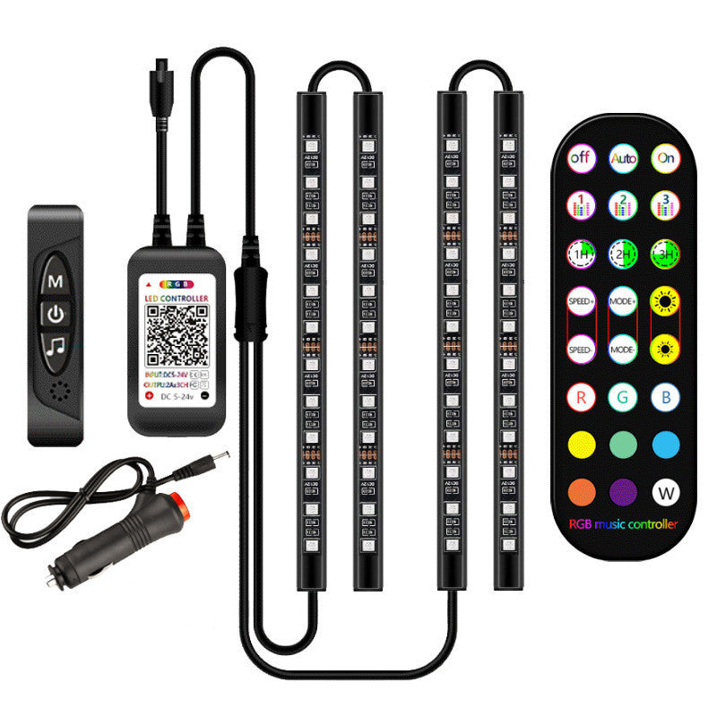 Styling Dekorativ Lampa LED Bilinredning Vattentät Stämningslampa Med Trådlös Fjärrkontroll Musikkontroll Bil RGB Strip Ljus