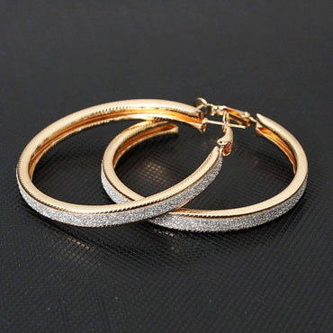 Enkla, frostade örhängen med stora cirklar för kvinnor