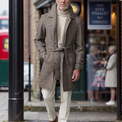 Herrkappa med raglanärm, rutig ullkappa, moderiktig