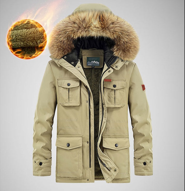 Löst vadderat jacka i plusstorlek med flera fickor