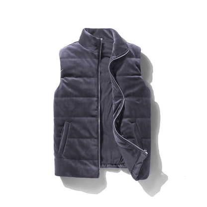 Mode Personlighet Sammet Enfärgad Väst Man