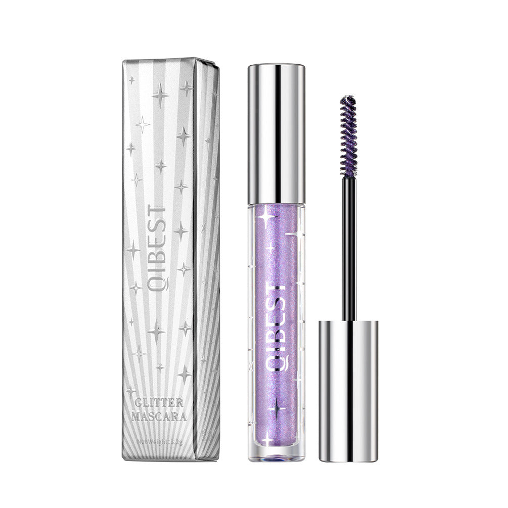 Violett Glitter Lash Mascara Diamond Mascara Tjock Glansig Ögonfransböjning Förlängning Makeup Vattentät Snabbtorkande Paljetter Ögon Svart