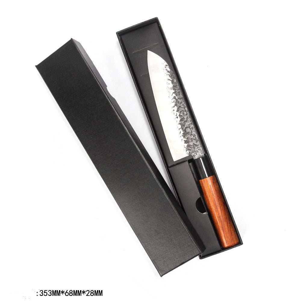 Handgjord hamrad smidd Santoku-kniv kockkniv