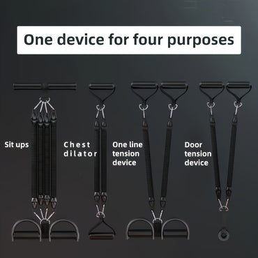 En uppsättning justerbara motståndsband med fotpedaler och handtag, hög motståndsnivå, fallsäkra, lämpliga för fitnessträning, kroppsstretchning och magmuskelövningar.