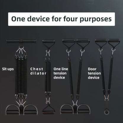 En uppsättning justerbara motståndsband med fotpedaler och handtag, hög motståndsnivå, fallsäkra, lämpliga för fitnessträning, kroppsstretchning och magmuskelövningar.