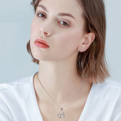 Mor och dotter ornamenthalsband kvinna med hjärtan nyckelbenskedja