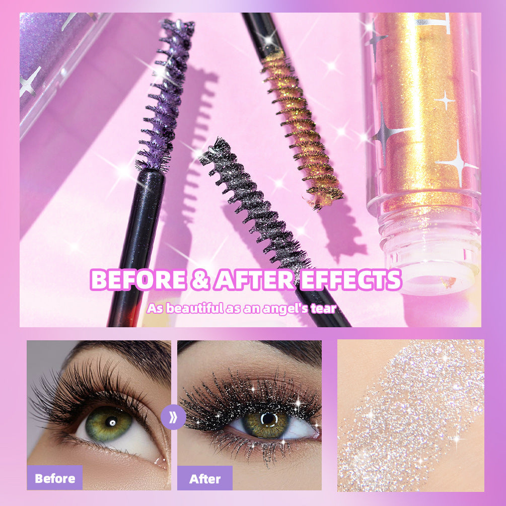 Violett Glitter Lash Mascara Diamond Mascara Tjock Glansig Ögonfransböjning Förlängning Makeup Vattentät Snabbtorkande Paljetter Ögon Svart