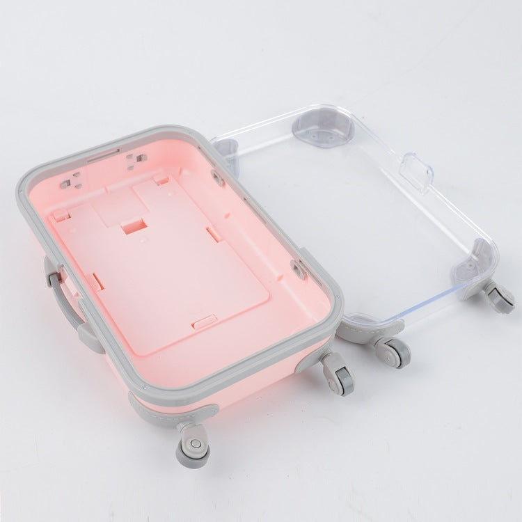 Barnens enkla tecknade mini-resväskeformade förvaringslåda