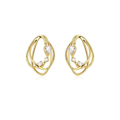 Europeiska och amerikanska nischörhängen med metallisk design, stereo oregelbundna örhängen