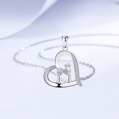 Mor och dotter ornamenthalsband kvinna med hjärtan nyckelbenskedja