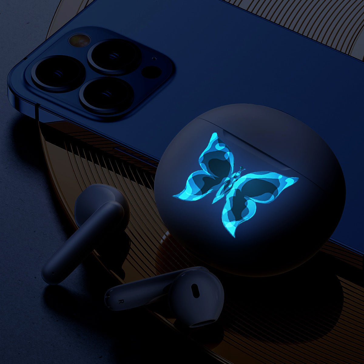 Blå självlysande liten fjäril sovrum vardagsrum självlysande klistermärken heminredning