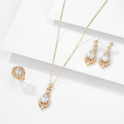 Designermodell Ljus Lyxiga Färgade Ädelstenar Blå Smyckeskostym Dam