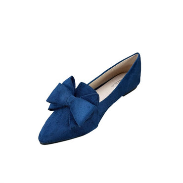 Mångsidiga enfärgade platta skor med rosett och spets för kvinnor