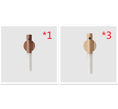 Auto LED USB Magnetisk Trä Trådlös Nattlampa Korridorer Veranda Ljus PIR Rörelsesensor Vägglampa Skåplampa