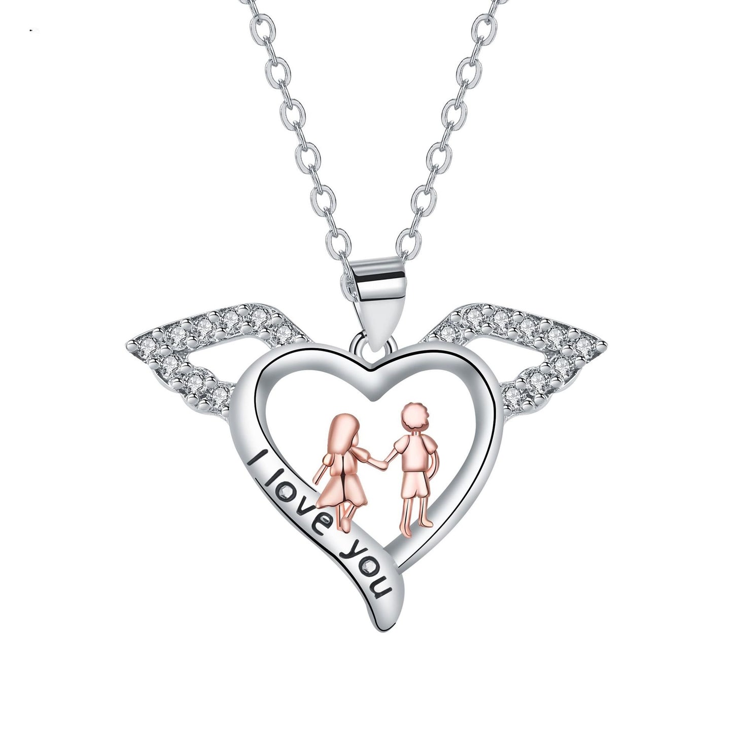Hjärta av vingar bror och syster hänge halsband nyckelbenskedja