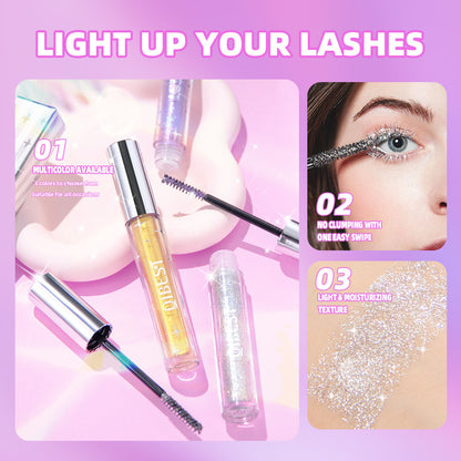 Violett Glitter Lash Mascara Diamond Mascara Tjock Glansig Ögonfransböjning Förlängning Makeup Vattentät Snabbtorkande Paljetter Ögon Svart